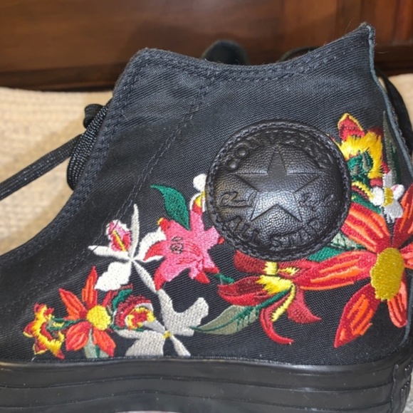 NEW CONVERSE PATBO FLORAL PINK SOLE HITOP SNEAKERS - Picture 1 of 3